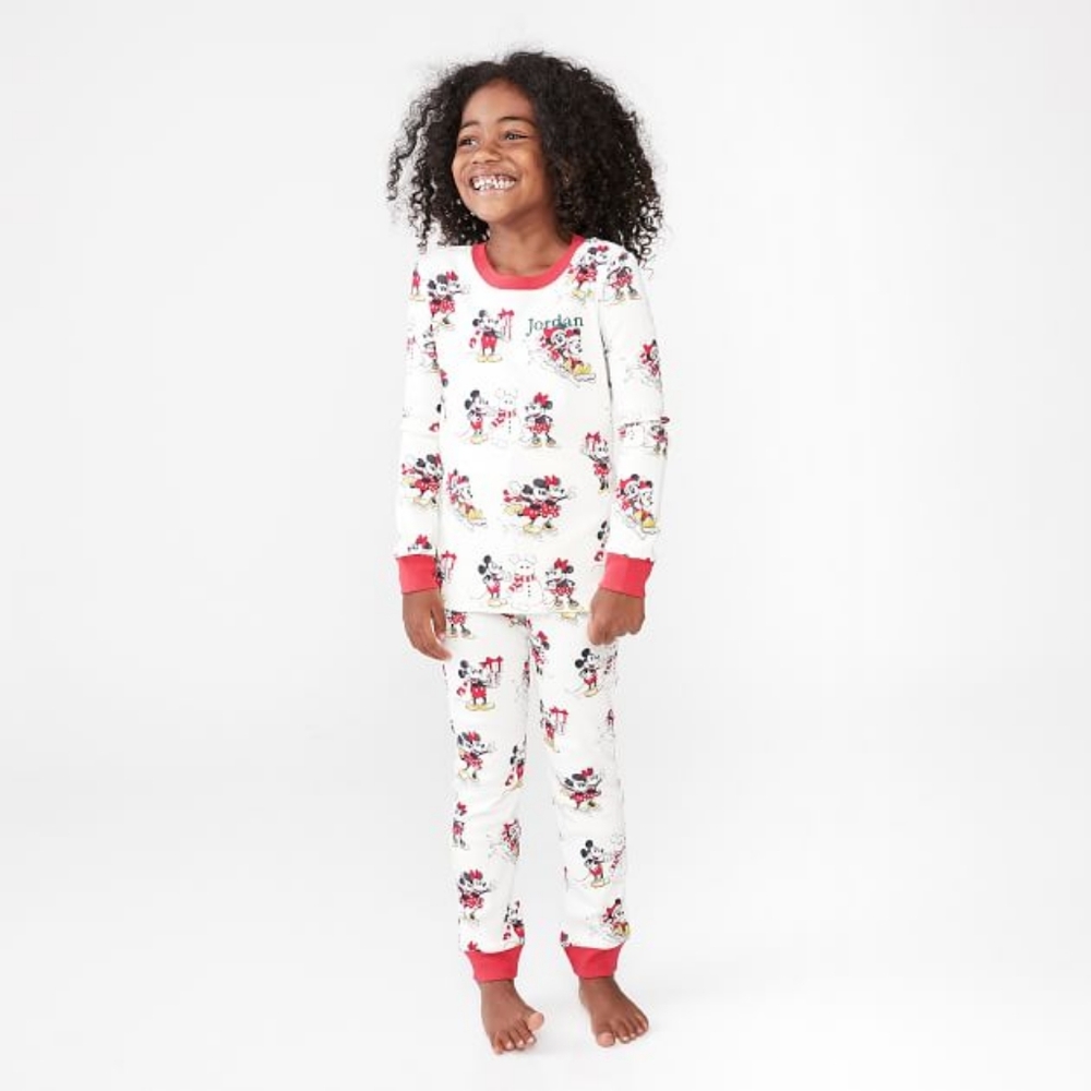 BNWT Pottery Barn Kids Mickey Mouse Holiday organic pajama set size 6